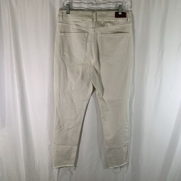 Express Skinny Jeans Women's 12R White Denim High Rise Raw Hem Cotton Blend - Picture 11 of 11